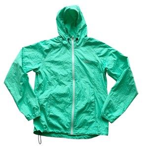 Asics Womens Full Zip Hooded Running Rain Jacket Windbreaker Teal Mint Green, Sm